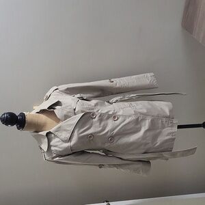 100% Cotton Beige Cream Trench Coat/Jacket  in Size  Small